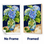 Blue Hydrangea Flower Vase Diamond Painting Kit