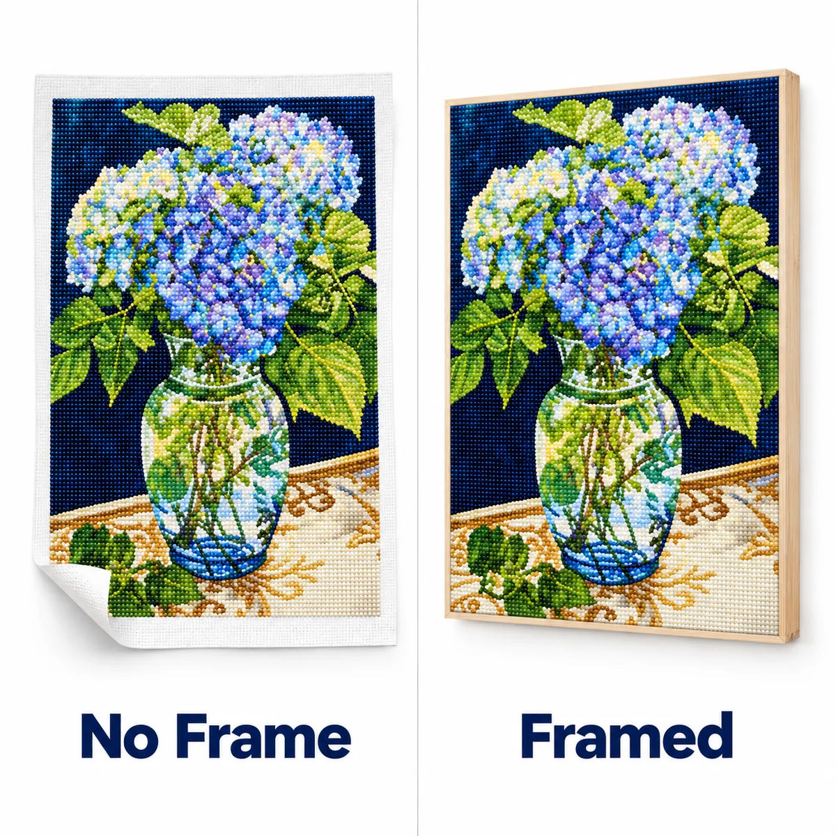 Blue Hydrangea Flower Vase Diamond Painting Kit