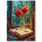 Vintage Poppy Flower Book Diamond Painting Kit Art
