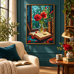 Vintage Poppy Flower Book Diamond Painting Kit Art