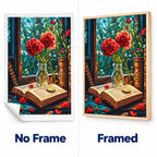 Vintage Poppy Flower Book Diamond Painting Kit Art