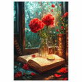 Vintage Poppy Flower Book Diamond Painting Kit Art