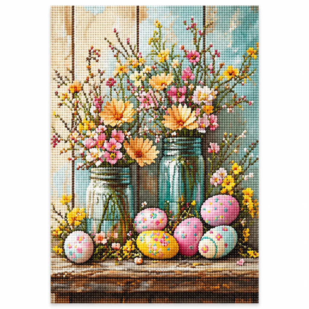 Spring Flower Vase Diamond Painting Kit Easter Art