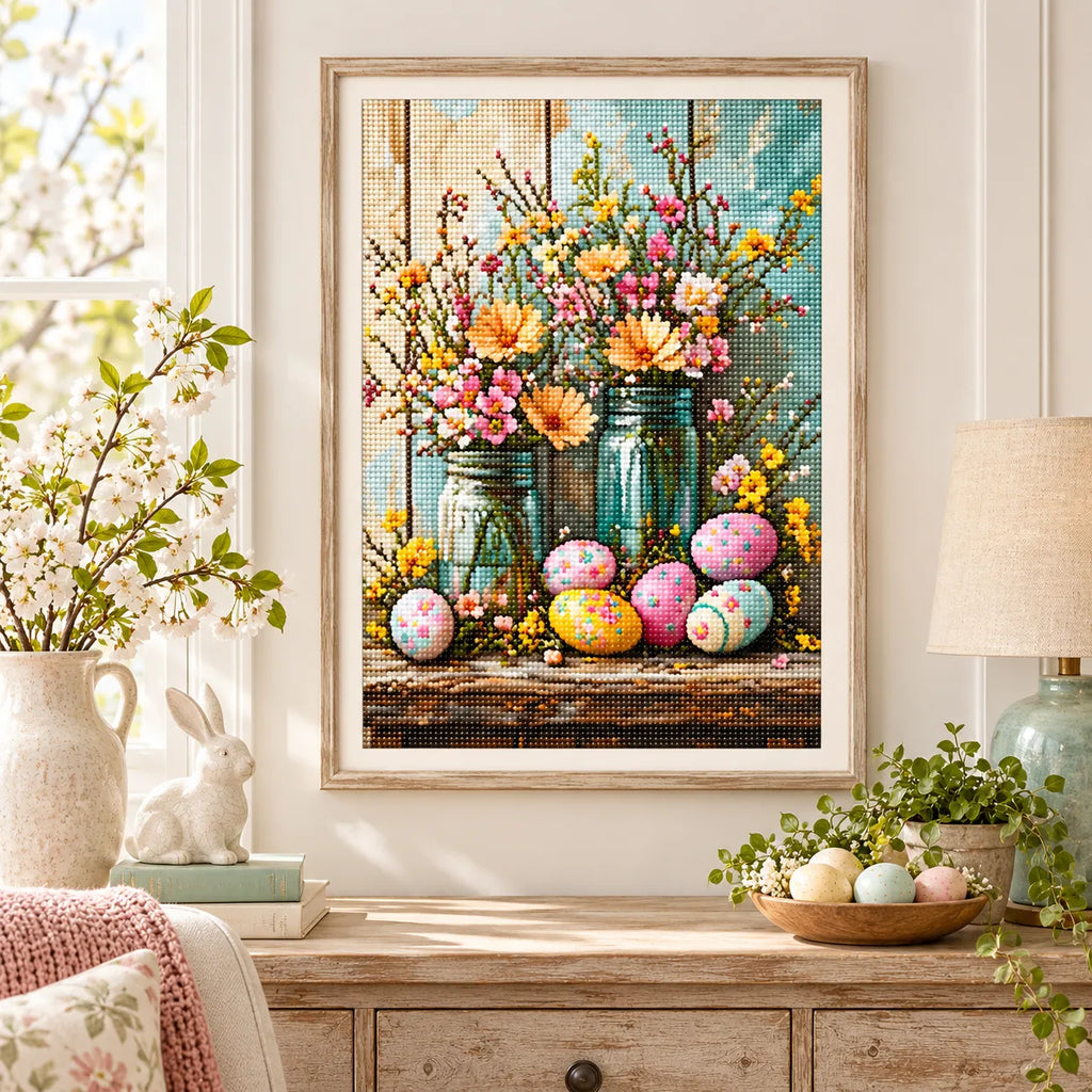 Spring Flower Vase Diamond Painting Kit Easter Art