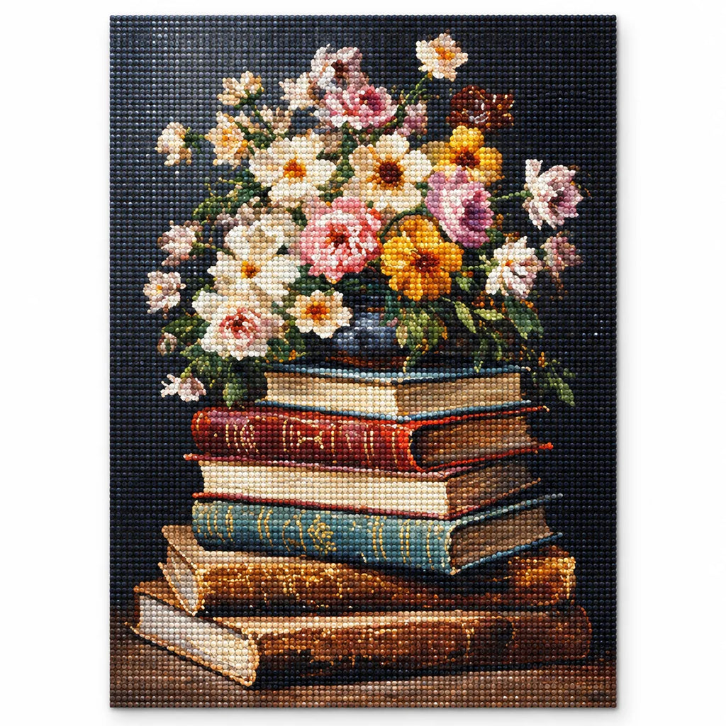 Vintage Flower Books Diamond Painting Kit Classic Art