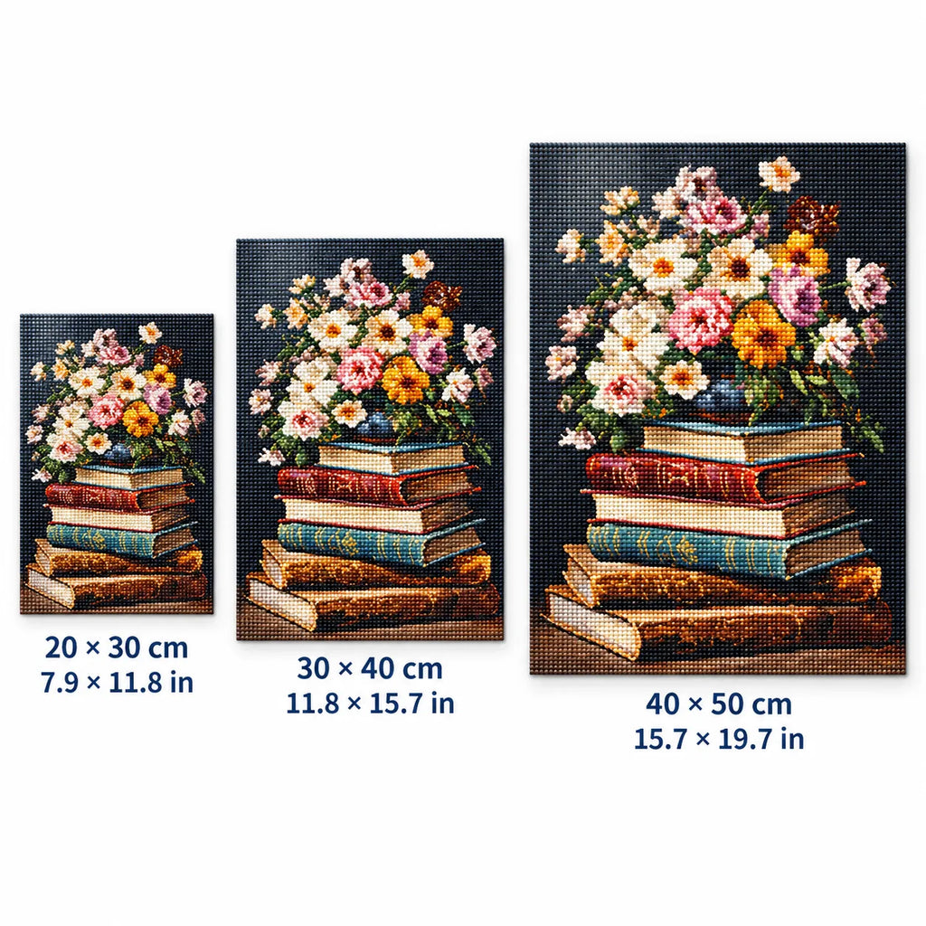 Vintage Flower Books Diamond Painting Kit Classic Art