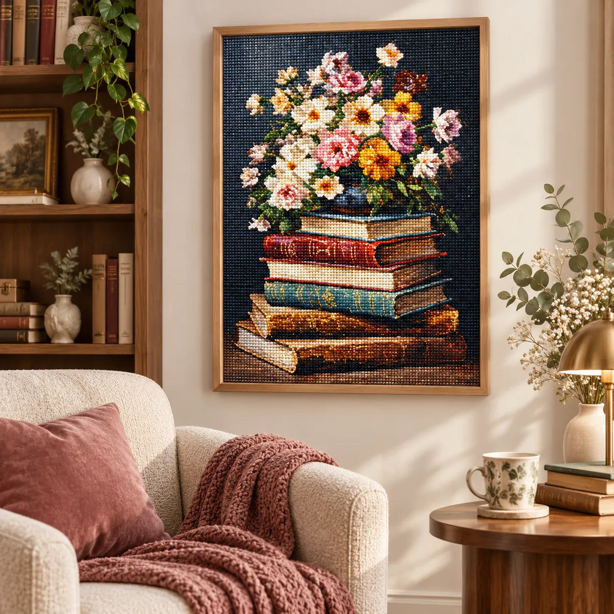 Vintage Flower Books Diamond Painting Kit Classic Art
