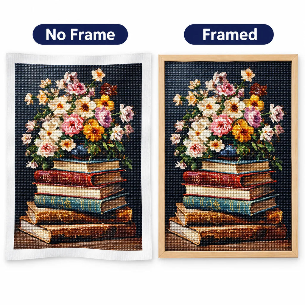 Vintage Flower Books Diamond Painting Kit Classic Art
