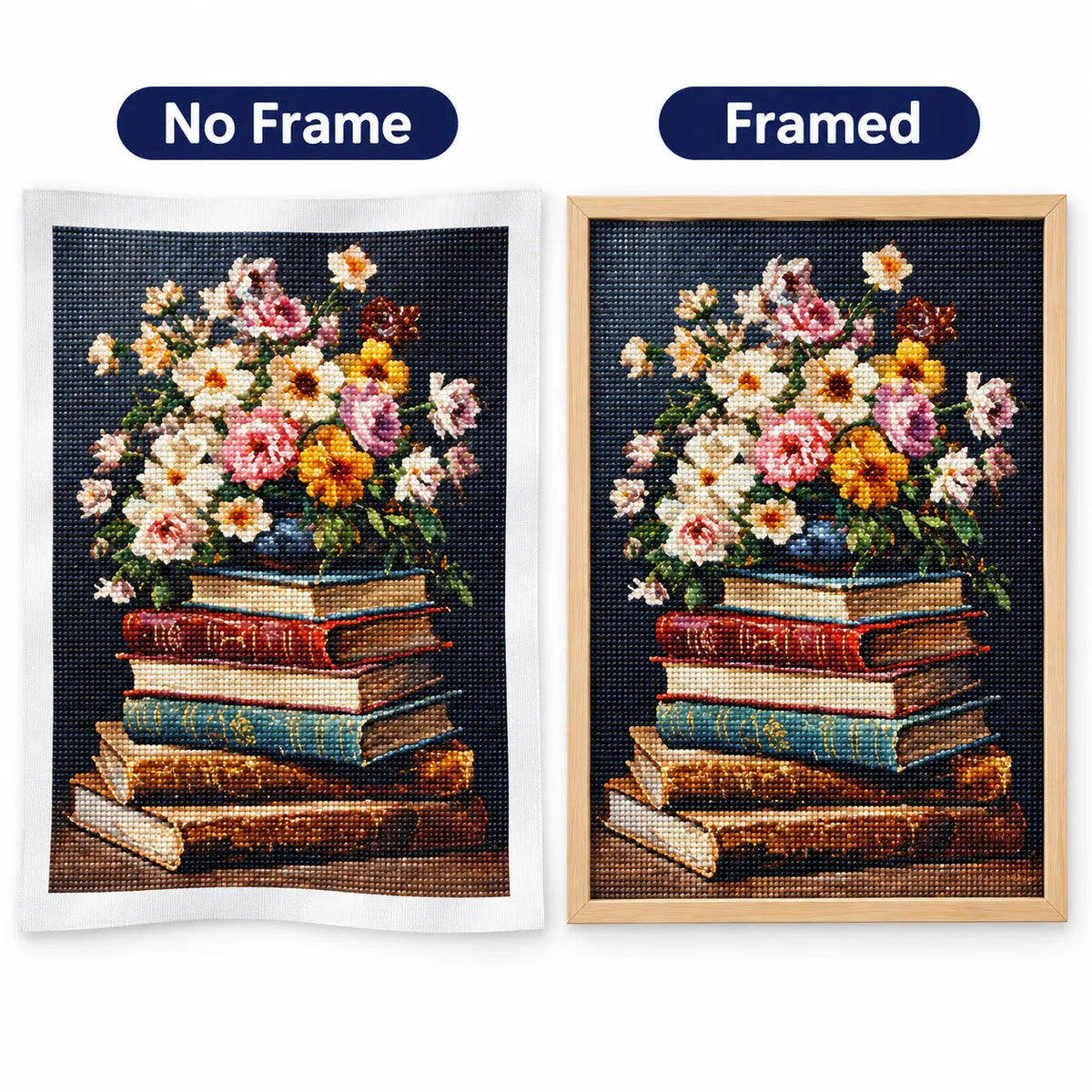 Vintage Flower Books Diamond Painting Kit Classic Art