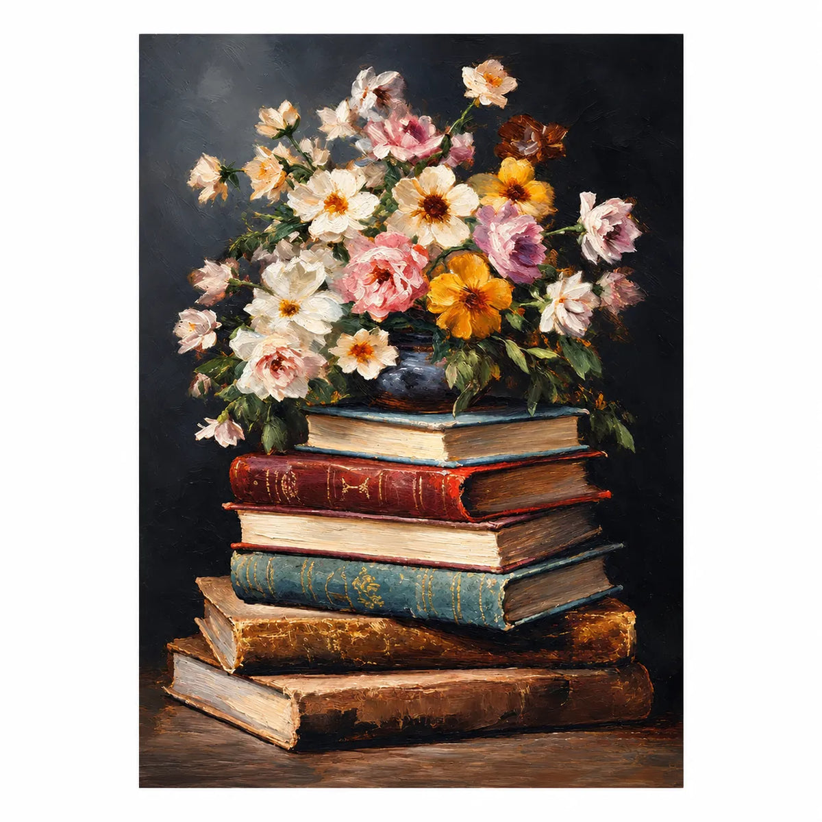 Vintage Flower Books Diamond Painting Kit Classic Art