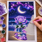Moonlight Rose Diamond Painting Kit Fantasy Ocean Art