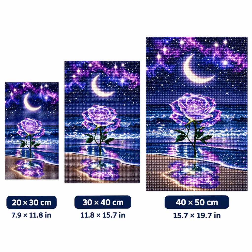 Moonlight Rose Diamond Painting Kit Fantasy Ocean Art