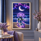 Moonlight Rose Diamond Painting Kit Fantasy Ocean Art