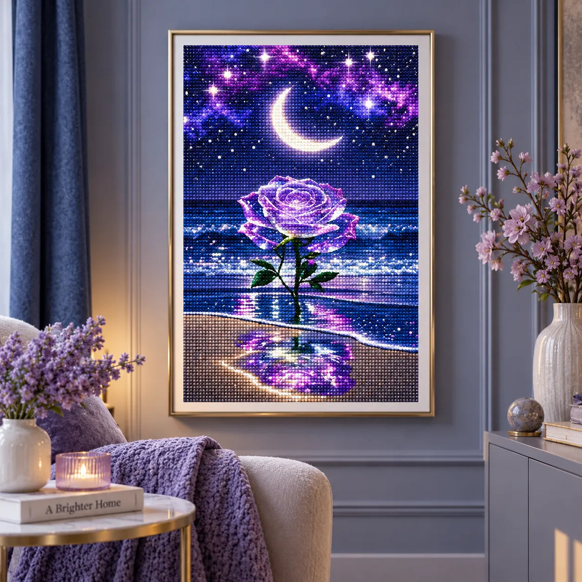 Moonlight Rose Diamond Painting Kit Fantasy Ocean Art