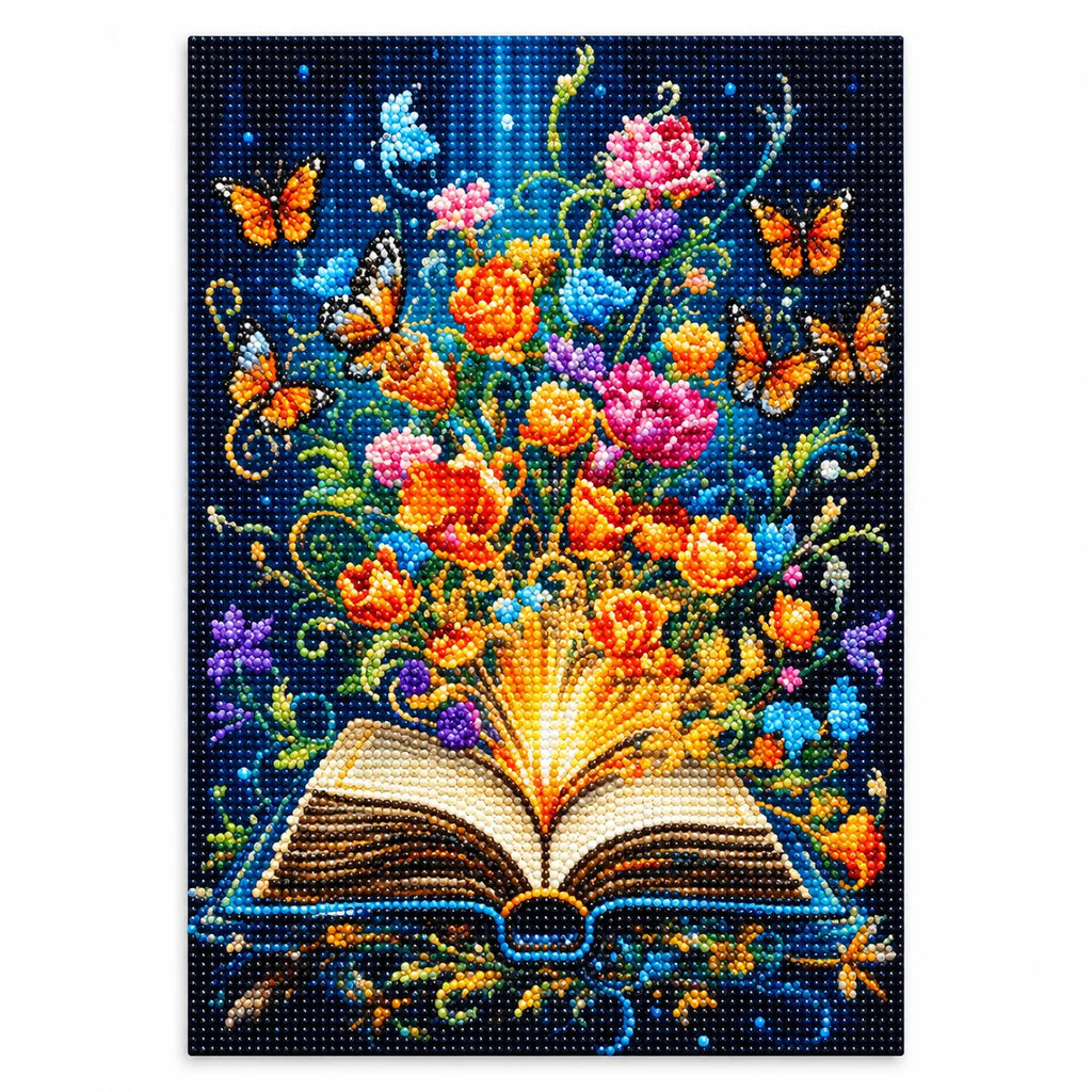 Magic Blooming Book Diamond Painting Kit Fantasy Art