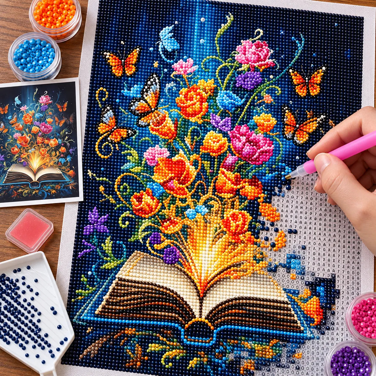 Magic Blooming Book Diamond Painting Kit Fantasy Art