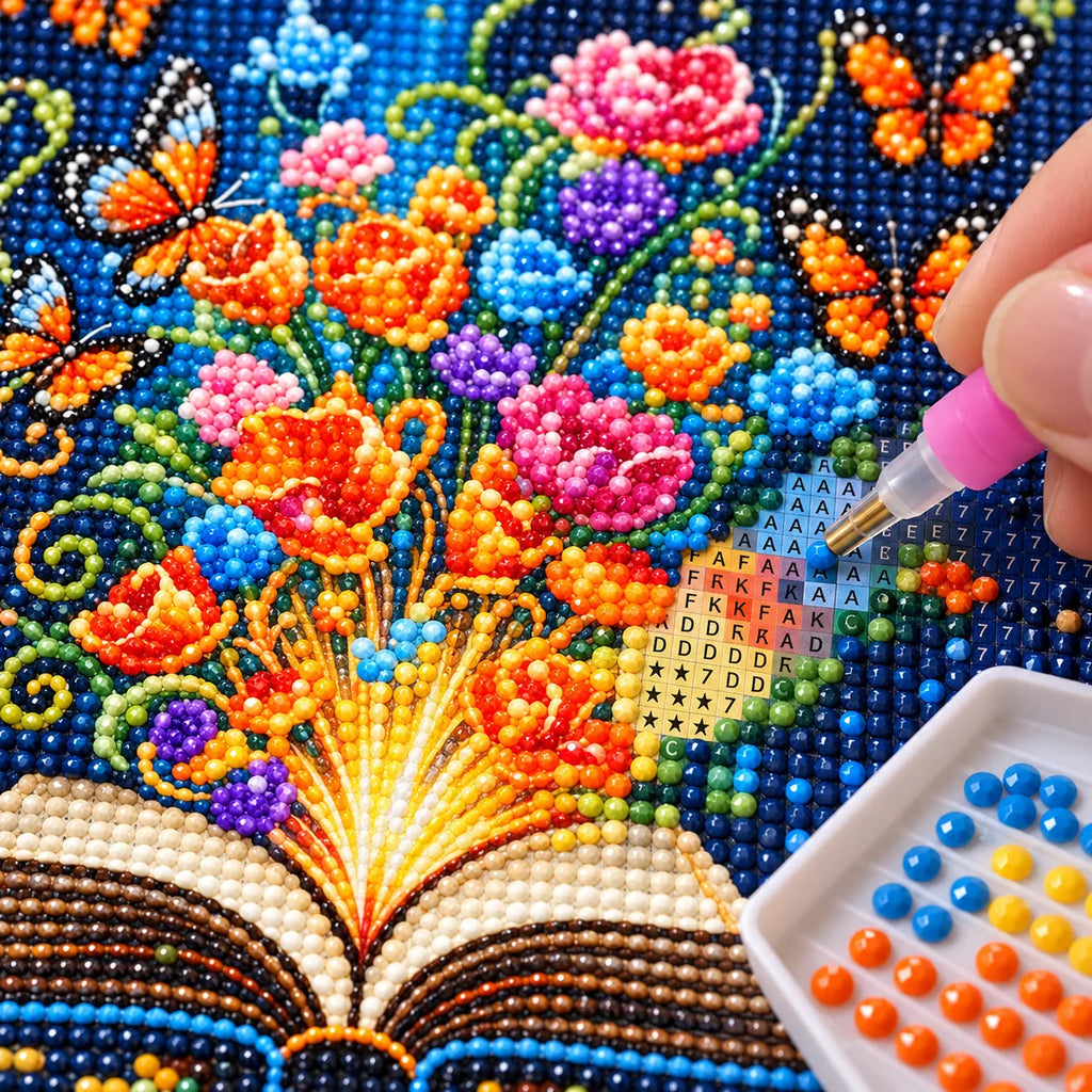 Magic Blooming Book Diamond Painting Kit Fantasy Art