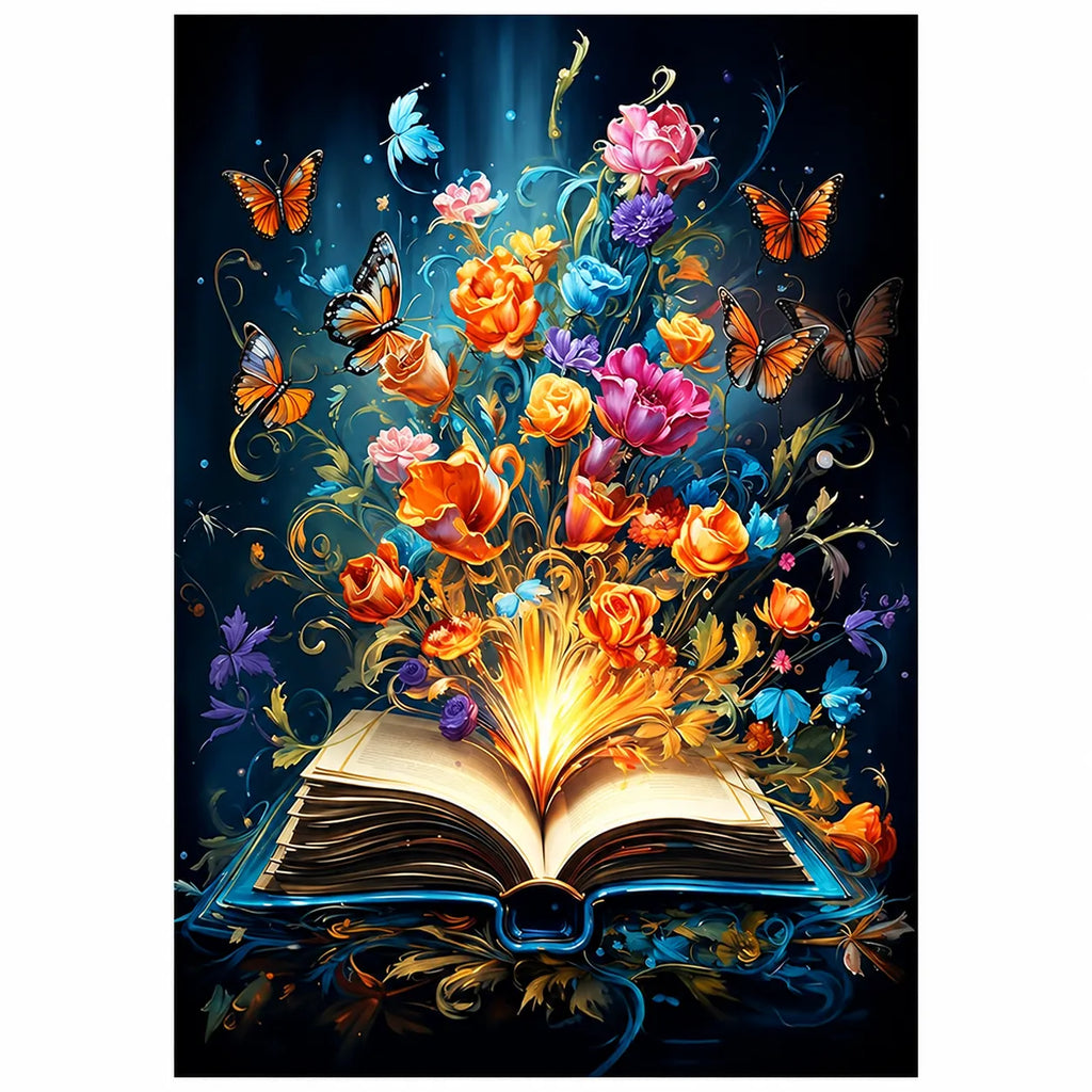 Magic Blooming Book Diamond Painting Kit Fantasy Art