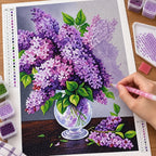Purple Lilac Flower Vase Diamond Painting Kit Art