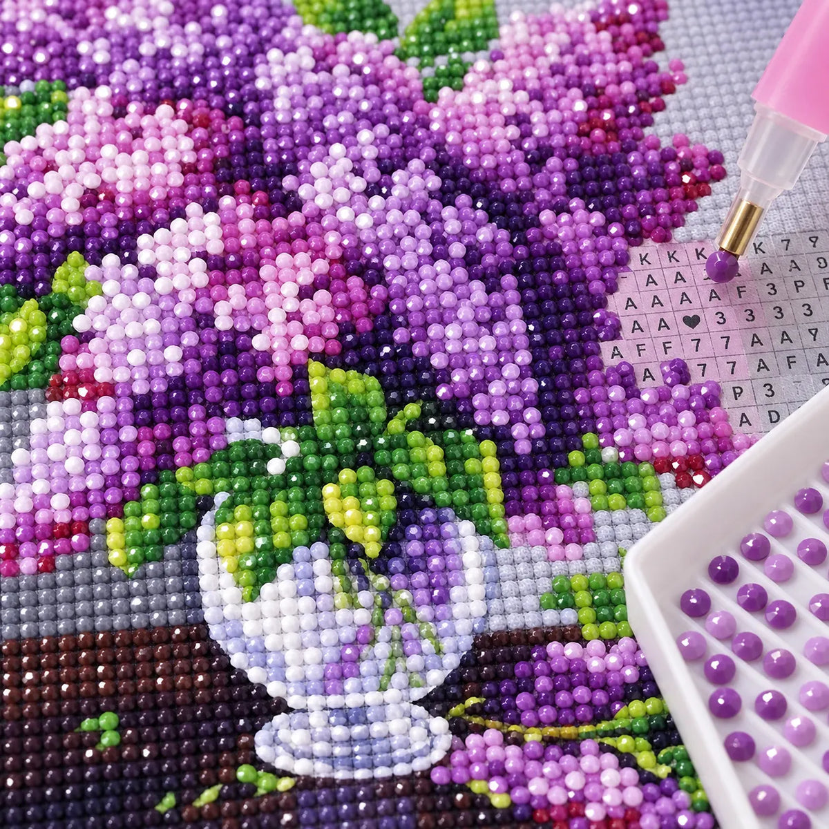 Purple Lilac Flower Vase Diamond Painting Kit Art