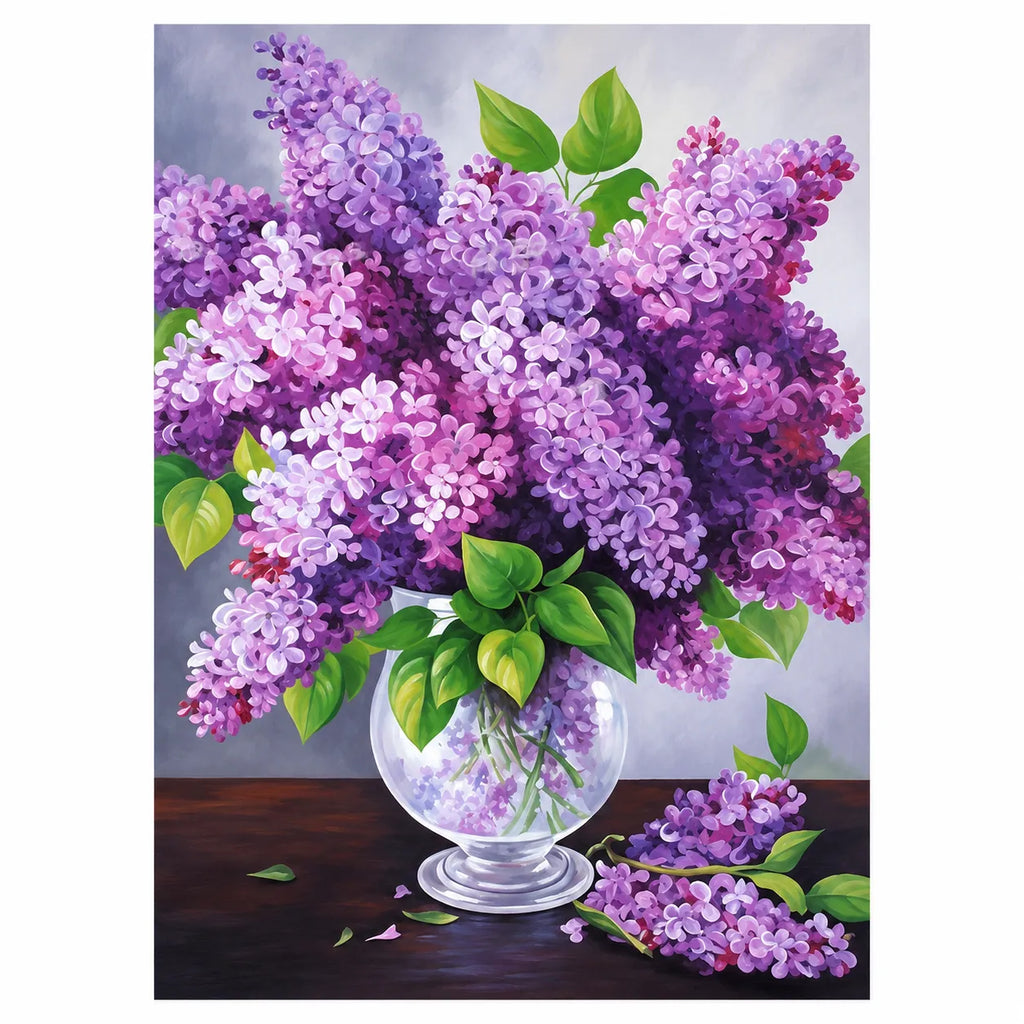 Purple Lilac Flower Vase Diamond Painting Kit Art