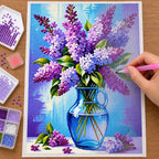 Purple Lilac Vase Floral Diamond Painting Kit
