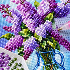 Purple Lilac Vase Floral Diamond Painting Kit