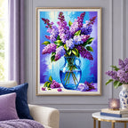 Purple Lilac Vase Floral Diamond Painting Kit