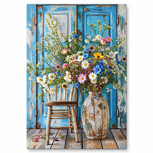 Blue Door Wildflower Diamond Painting Kit