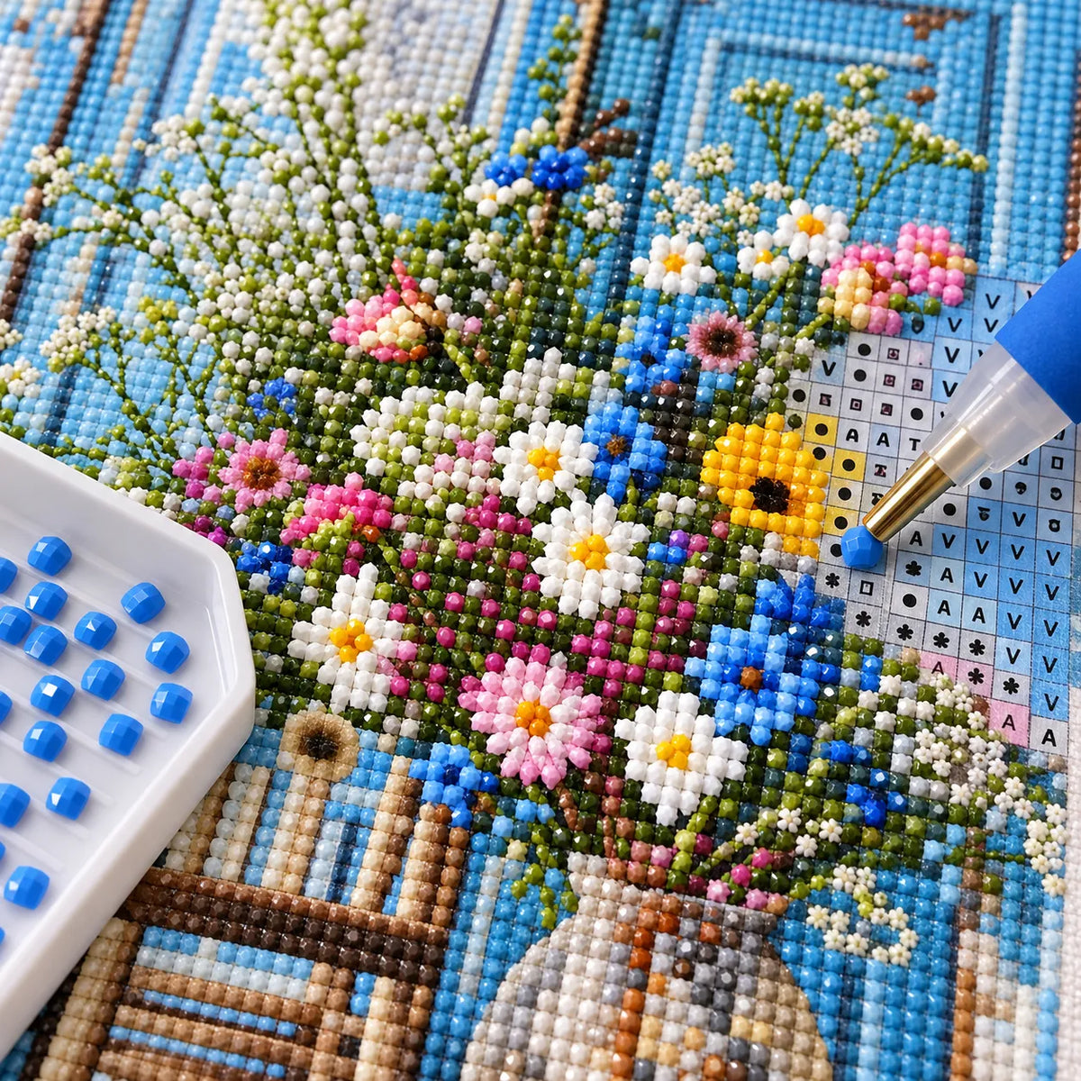 Blue Door Wildflower Diamond Painting Kit