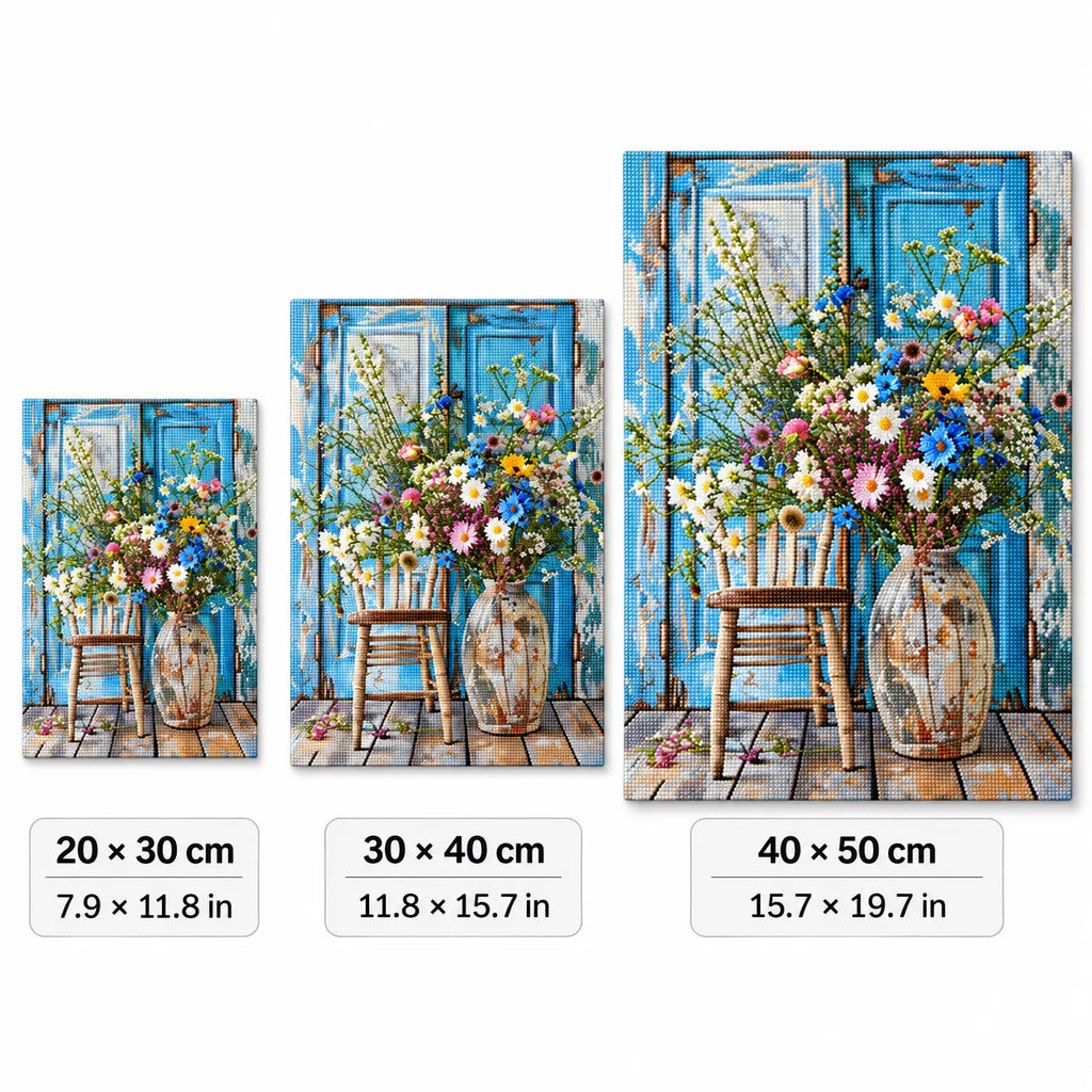 Blue Door Wildflower Diamond Painting Kit