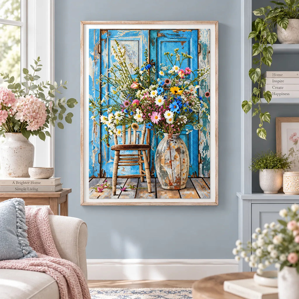 Blue Door Wildflower Diamond Painting Kit