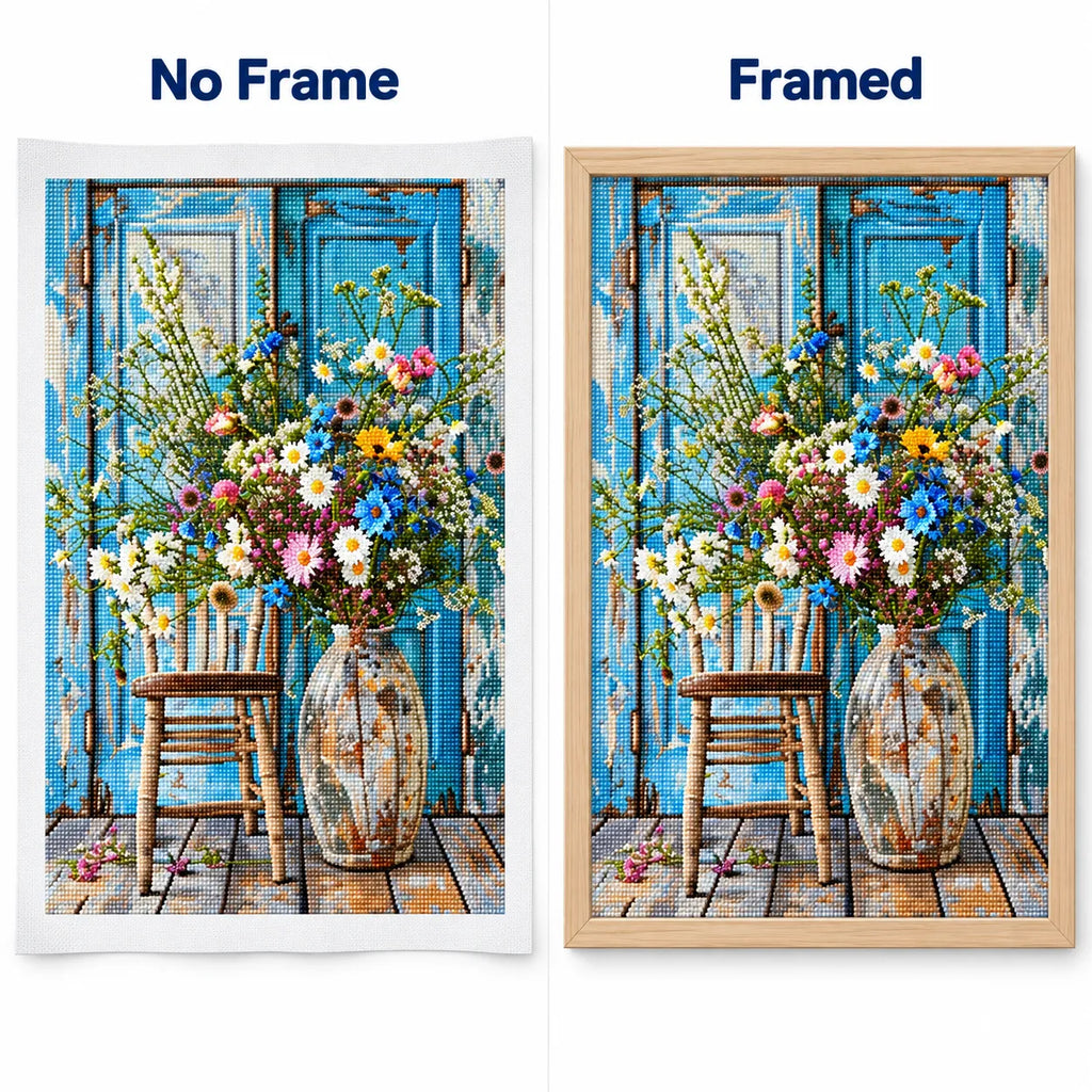 Blue Door Wildflower Diamond Painting Kit