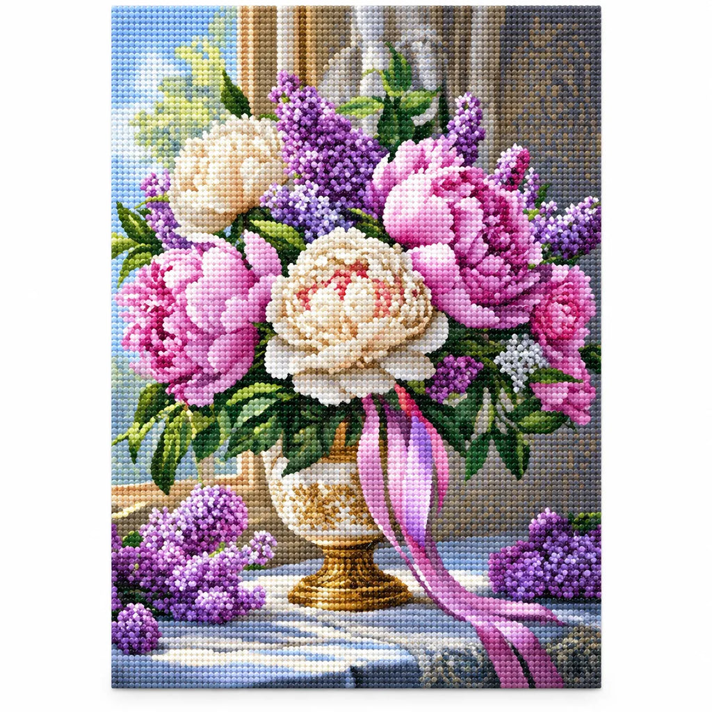 Peony Lilac Urn Floral Diamond Painting Kit