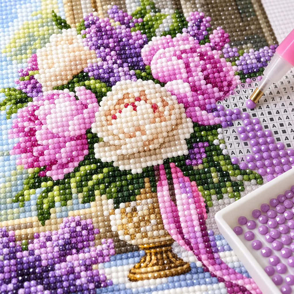 Peony Lilac Urn Floral Diamond Painting Kit