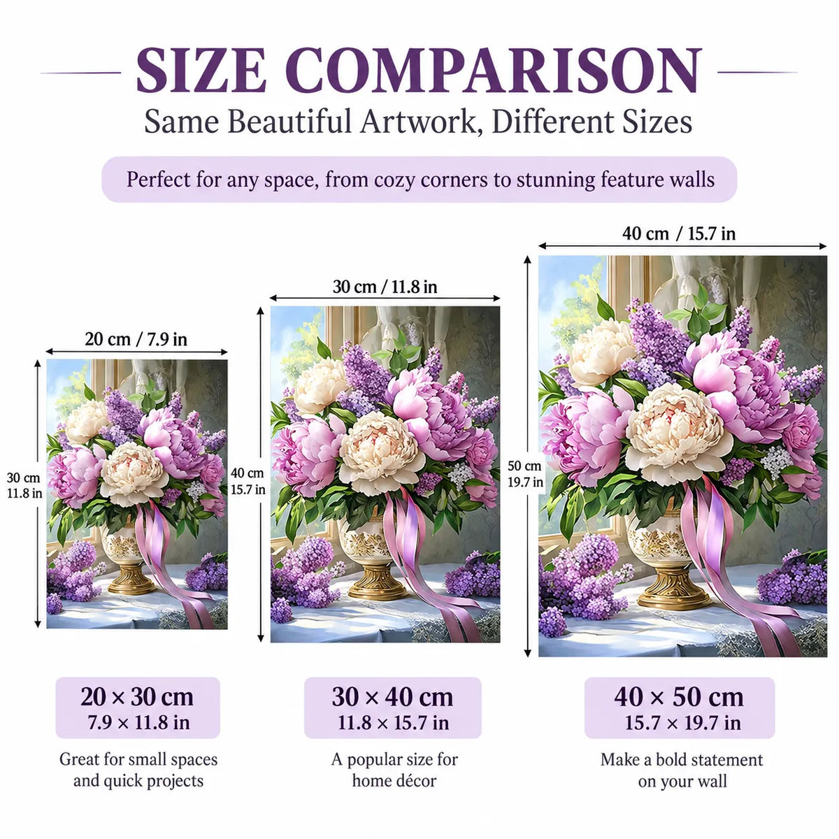 Peony Lilac Urn Floral Diamond Painting Kit