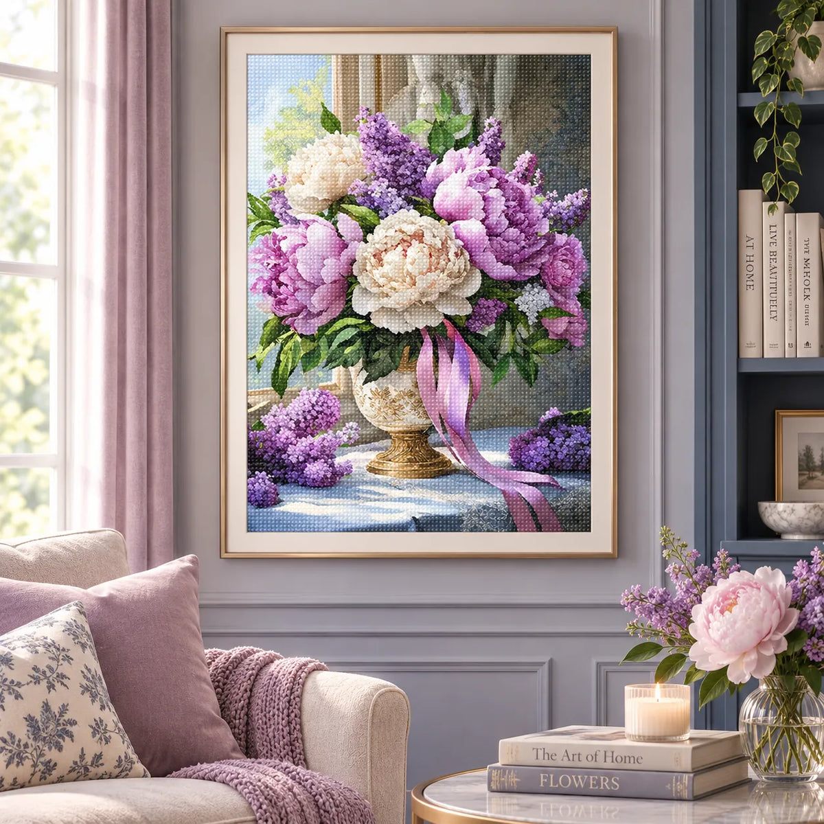 Peony Lilac Urn Floral Diamond Painting Kit