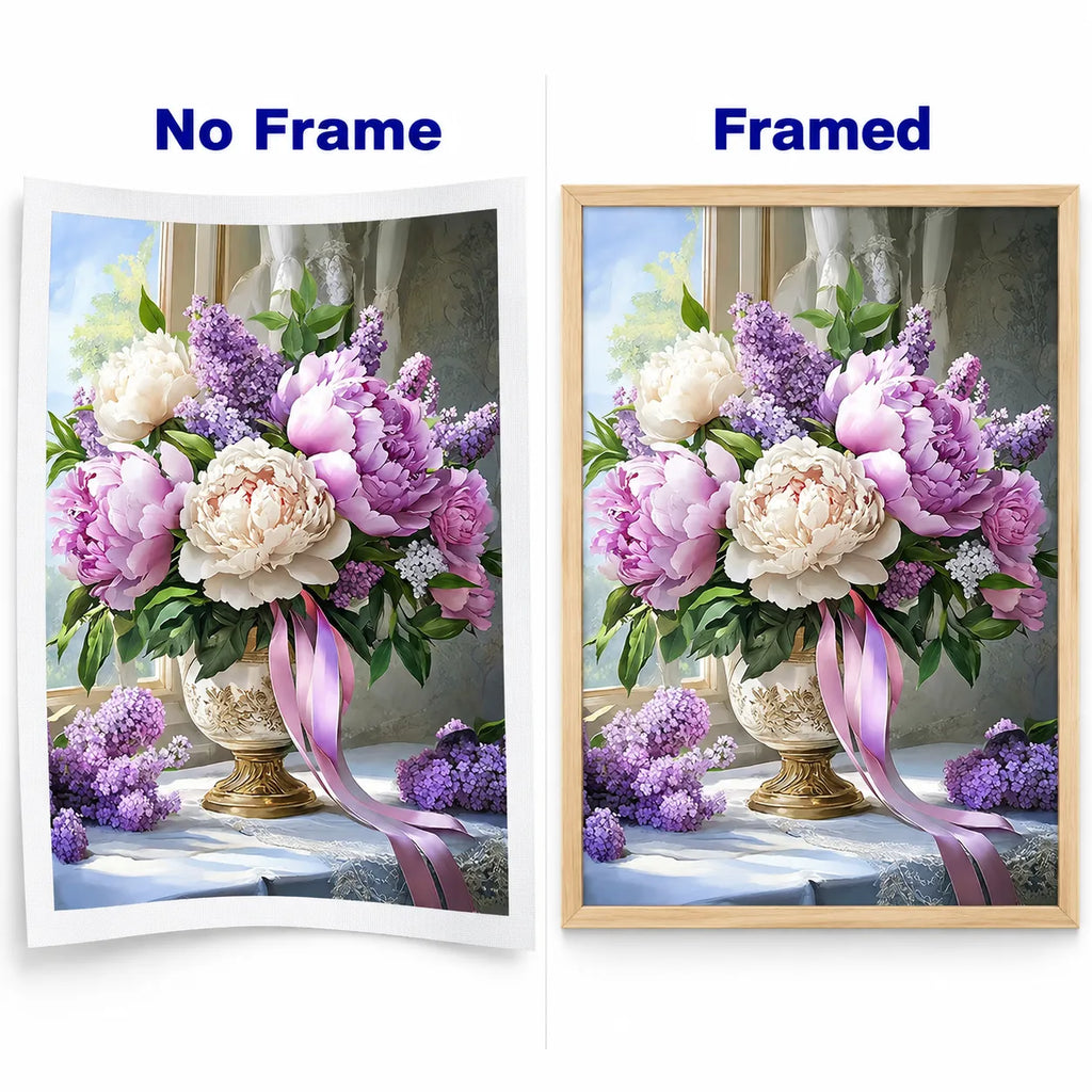 Peony Lilac Urn Floral Diamond Painting Kit