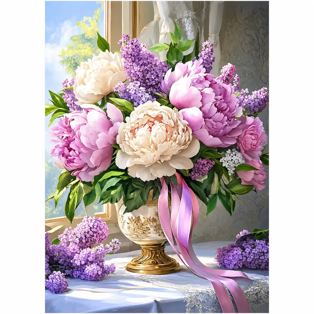 Peony Lilac Urn Floral Diamond Painting Kit