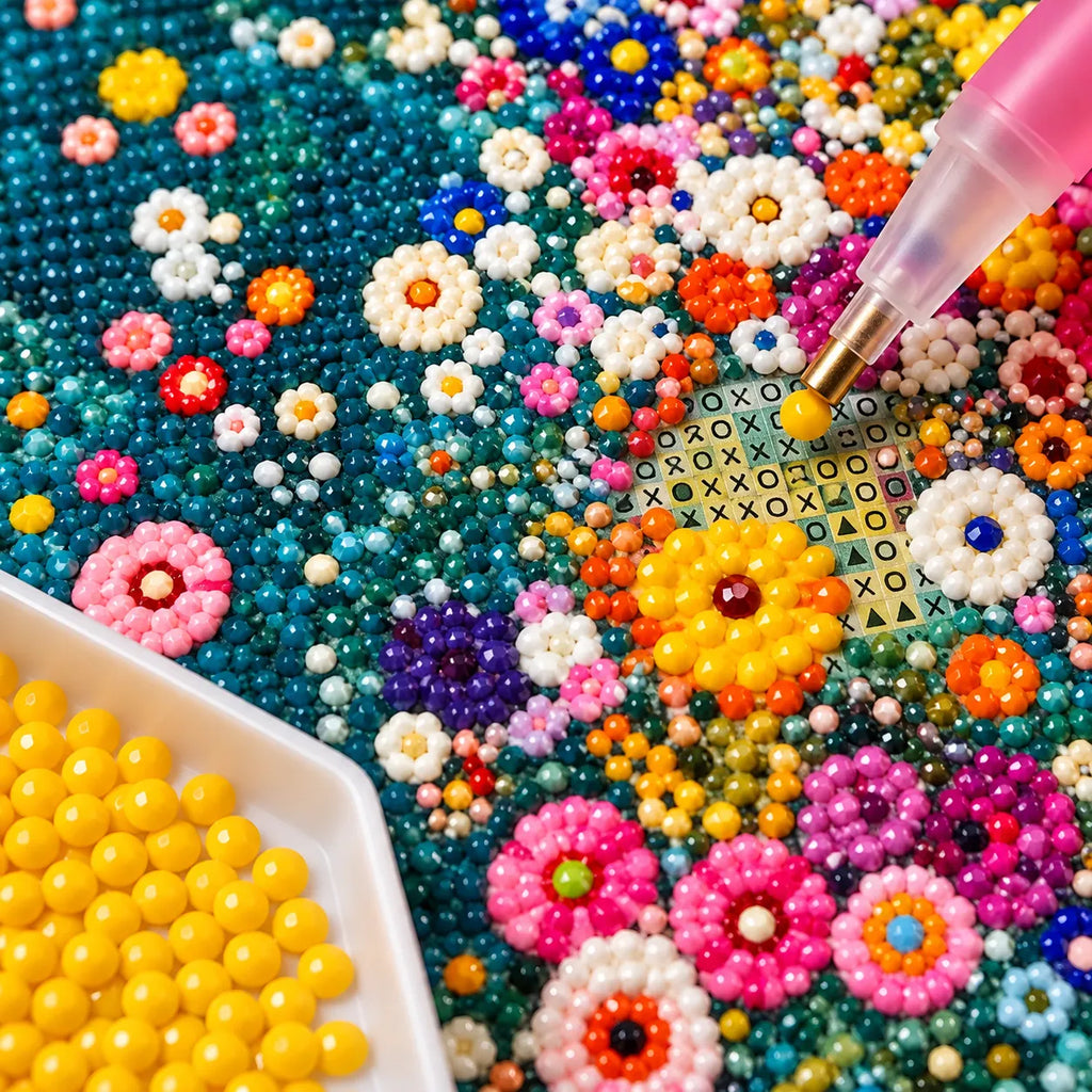 Teal Wildflower Garden Diamond Painting Kit