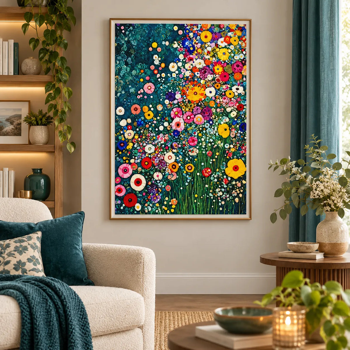 Teal Wildflower Garden Diamond Painting Kit