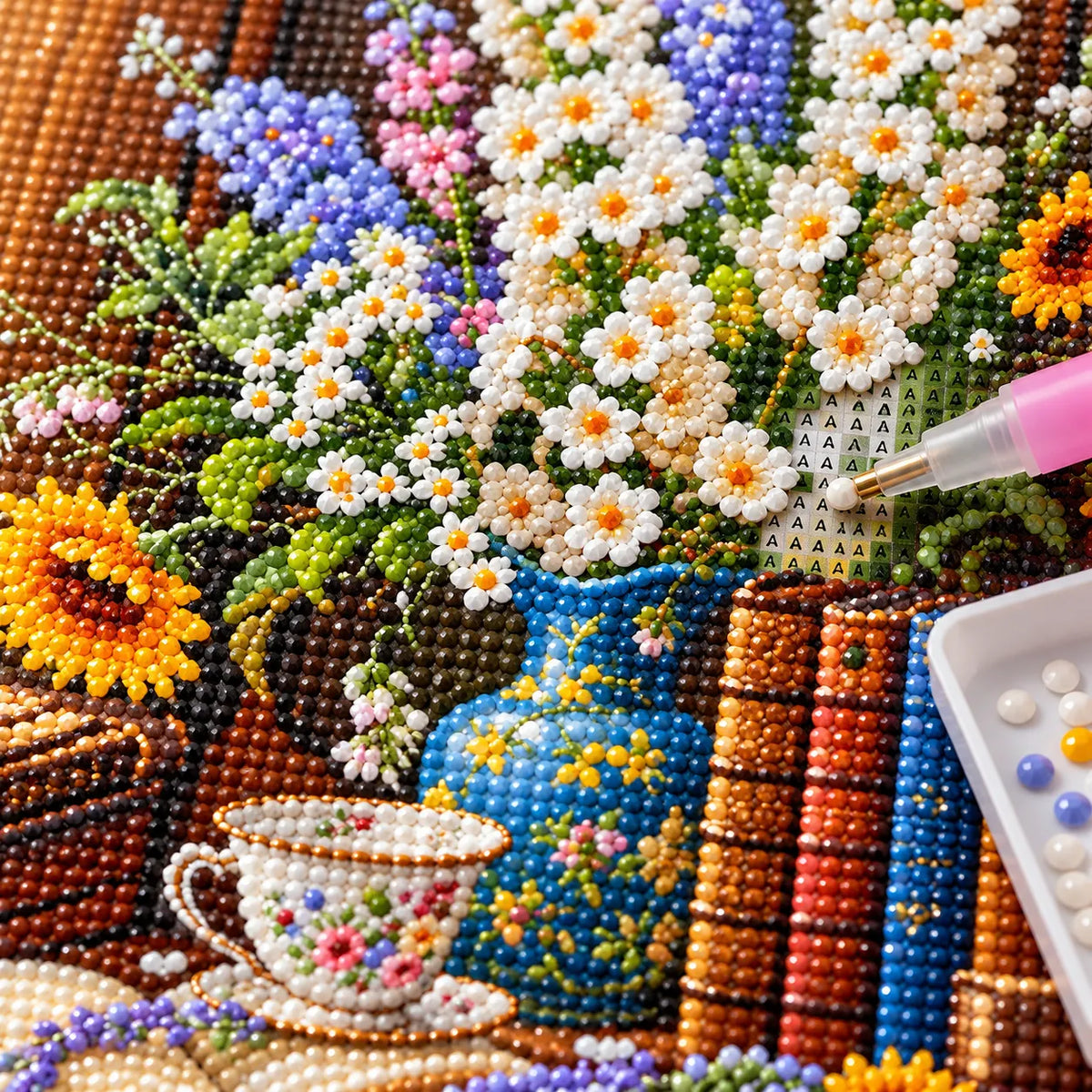 Cottage Bouquet & Books Diamond Painting Kit