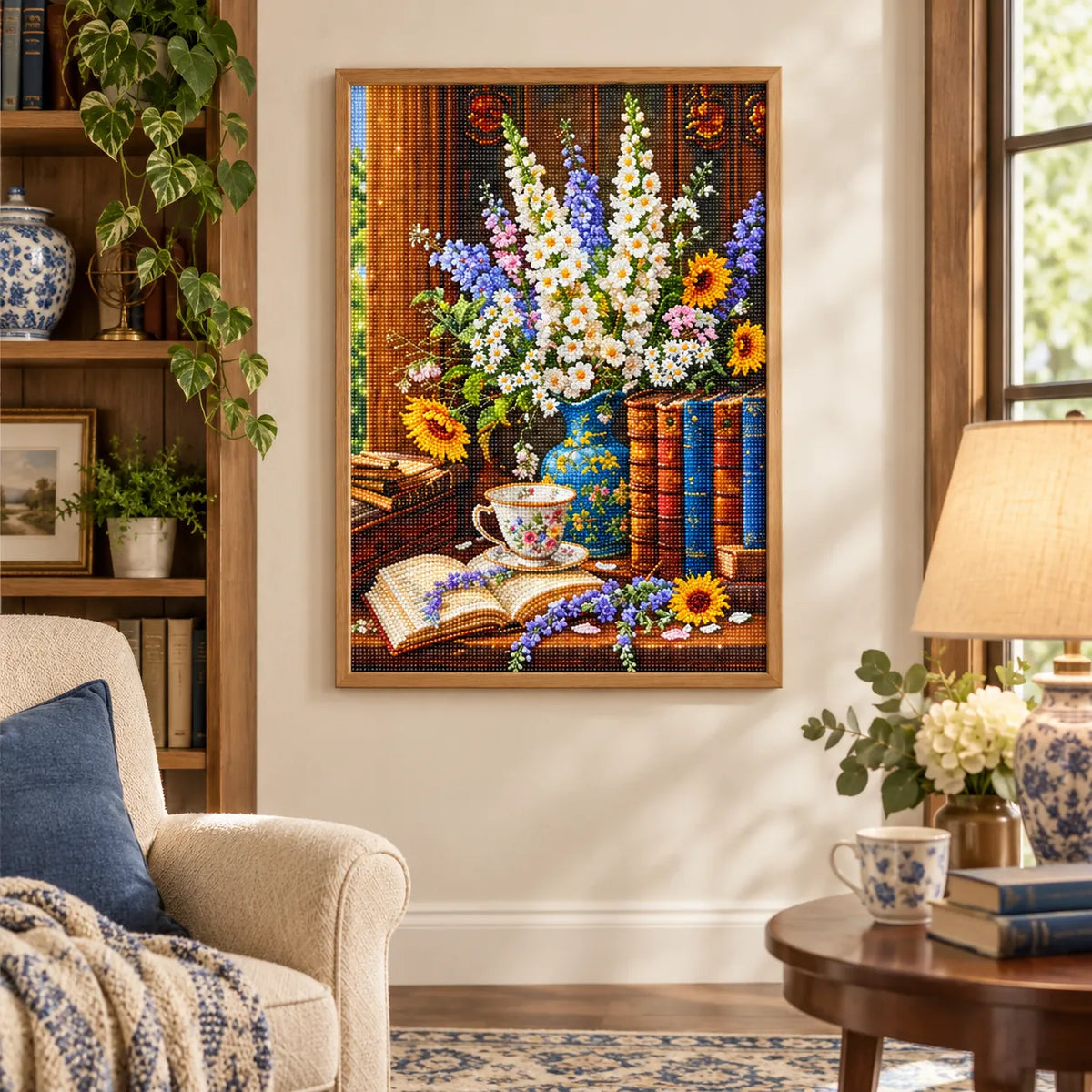 Cottage Bouquet & Books Diamond Painting Kit