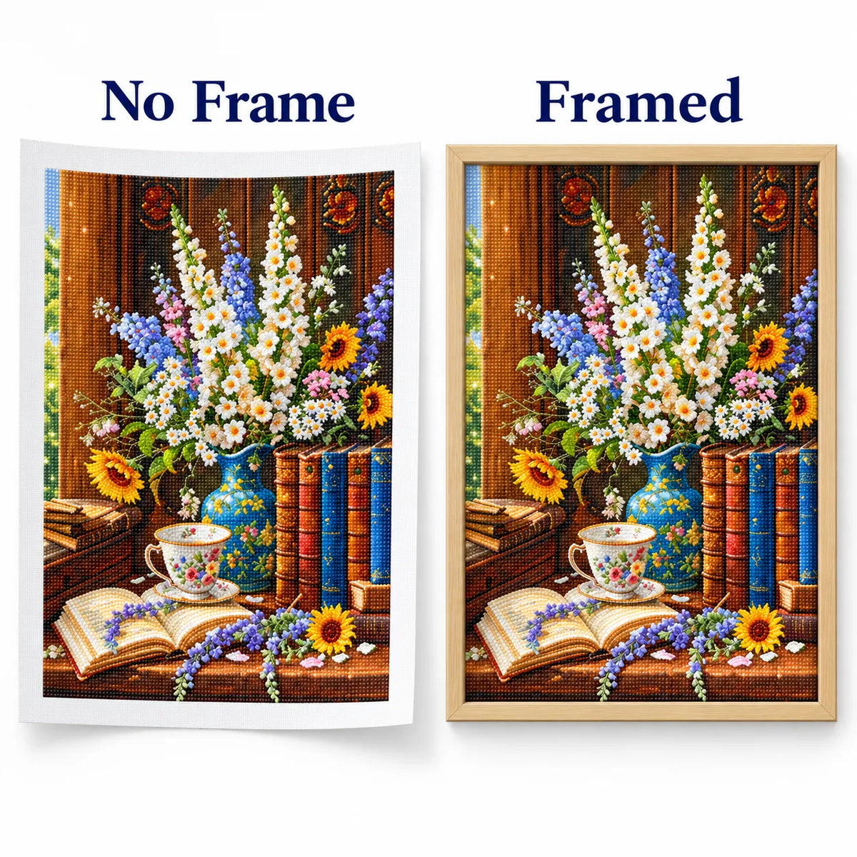 Cottage Bouquet & Books Diamond Painting Kit