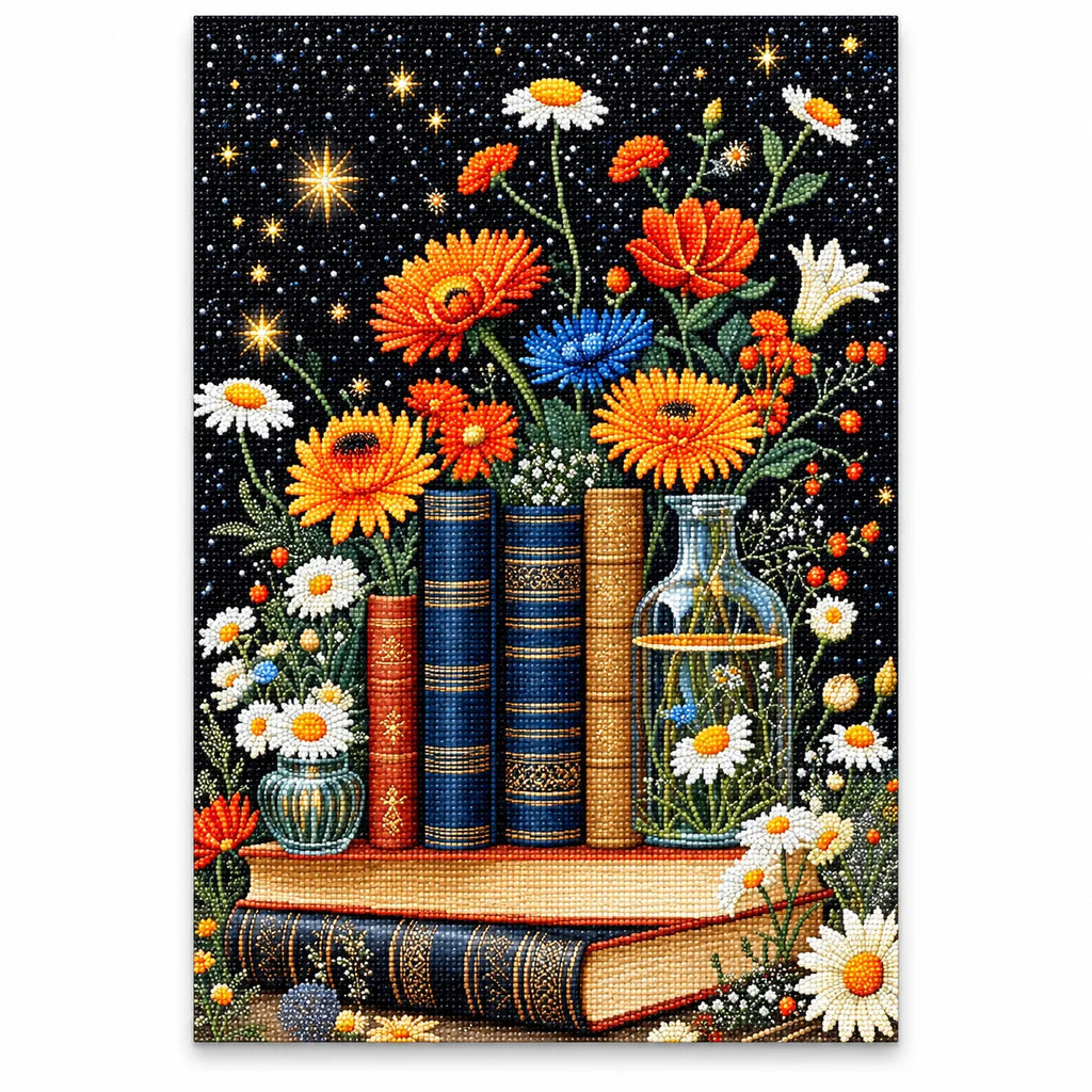 Floral Bookshelf Diamond Painting Kit