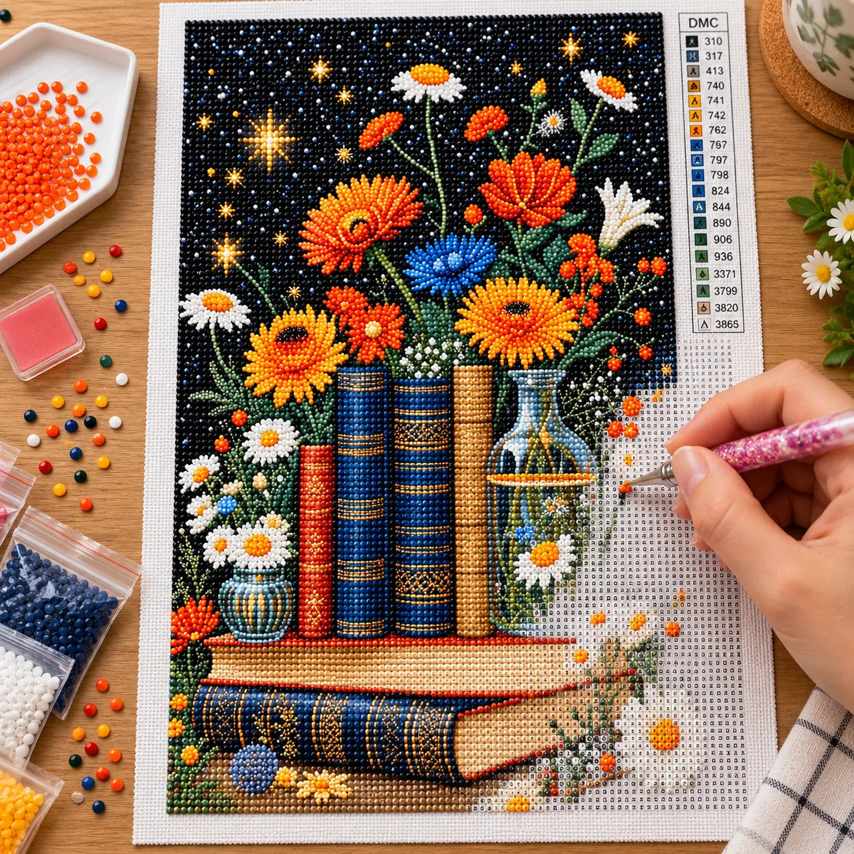 Floral Bookshelf Diamond Painting Kit