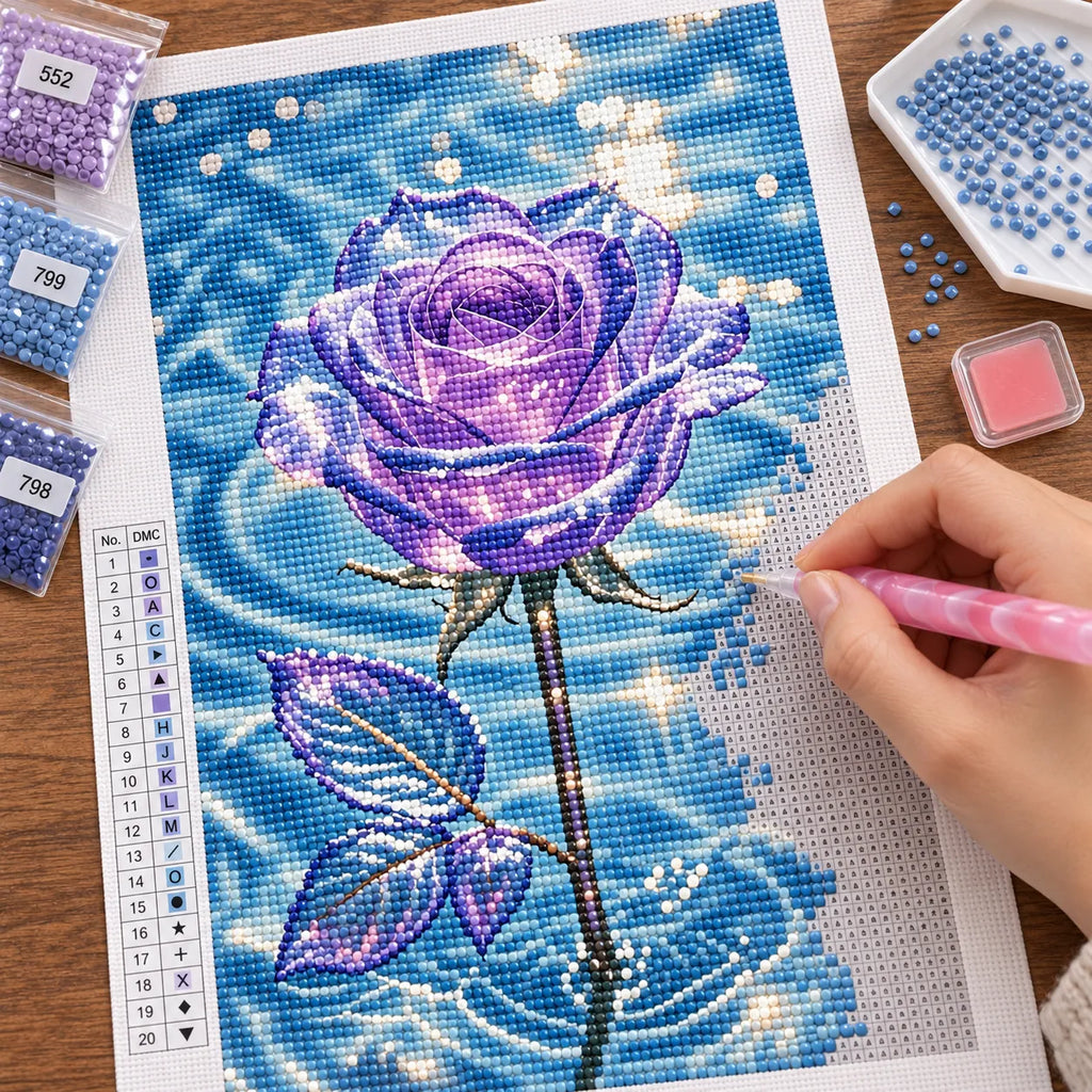 Lavender Water Rose Diamond Painting Kit