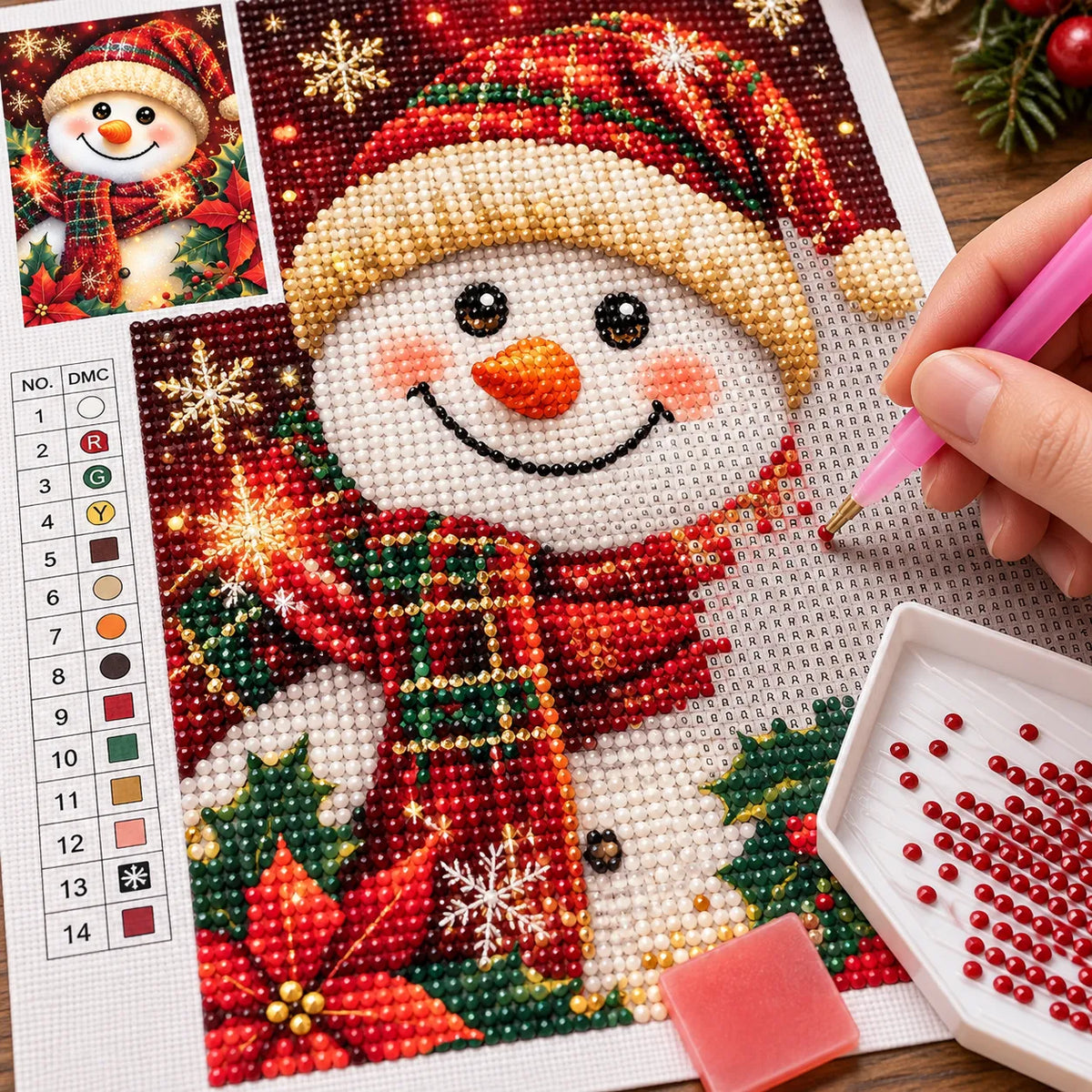 Cute Snowman Face Diamond Painting Kit Winter Art