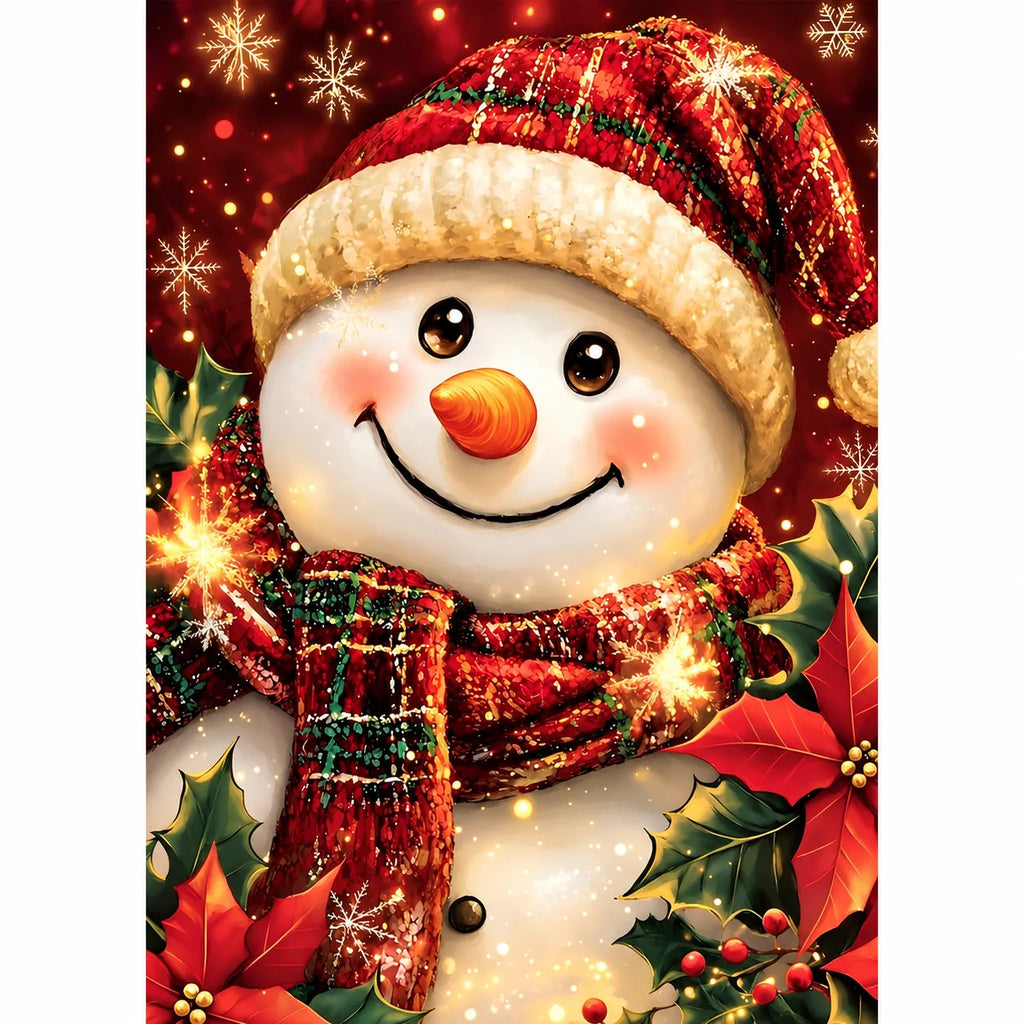 Cute Snowman Face Diamond Painting Kit Winter Art