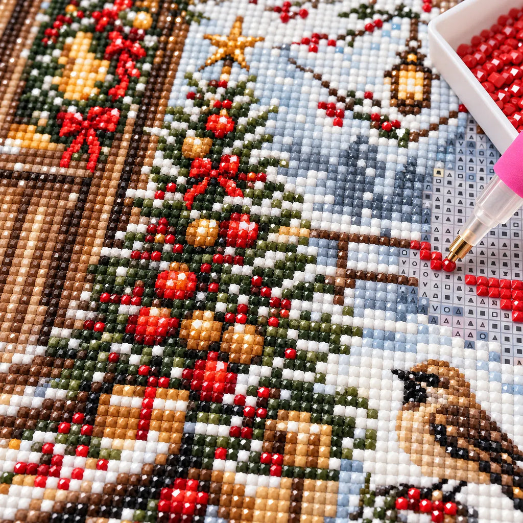 Snowy Christmas Village Diamond Painting Kit Winter
